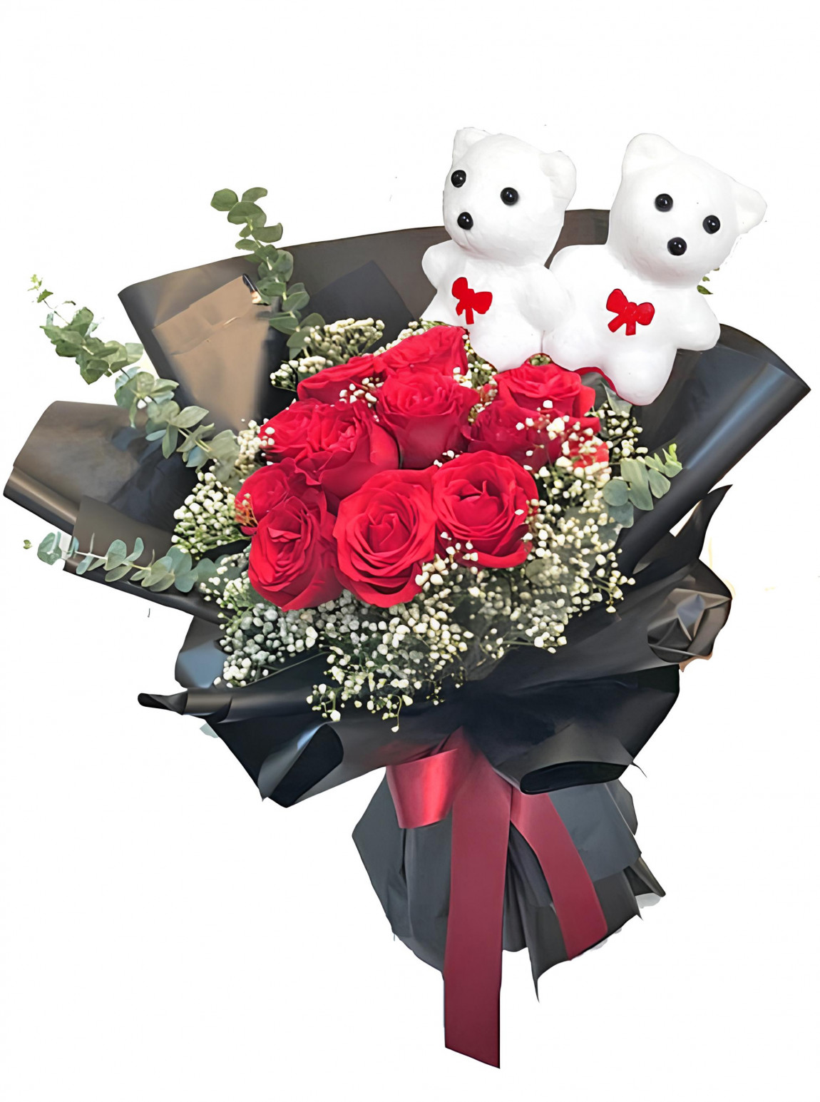 11’Li Kırmızı Gül Ayıcıklı