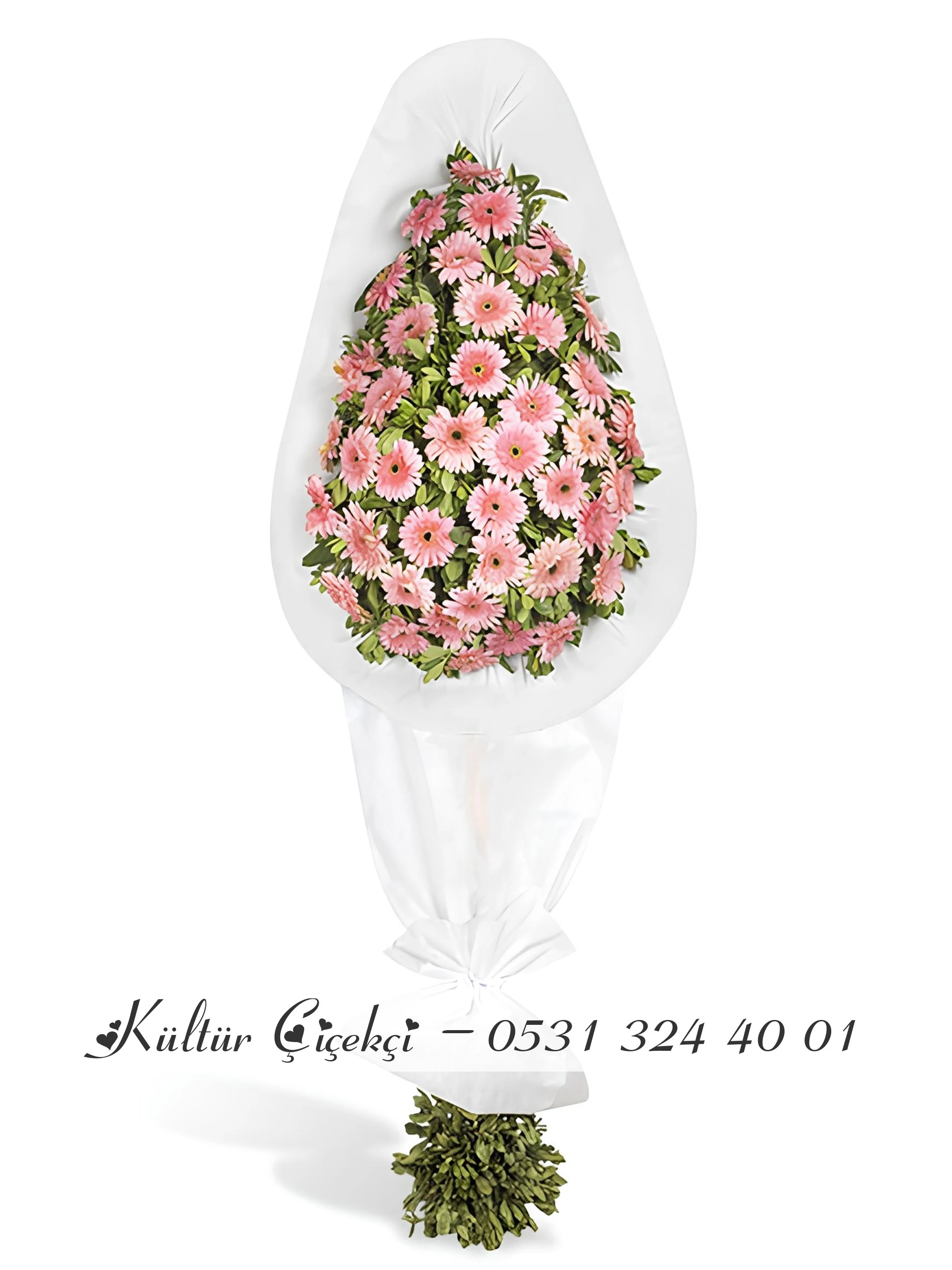 Soft Pembe Çiçekli Çelenk