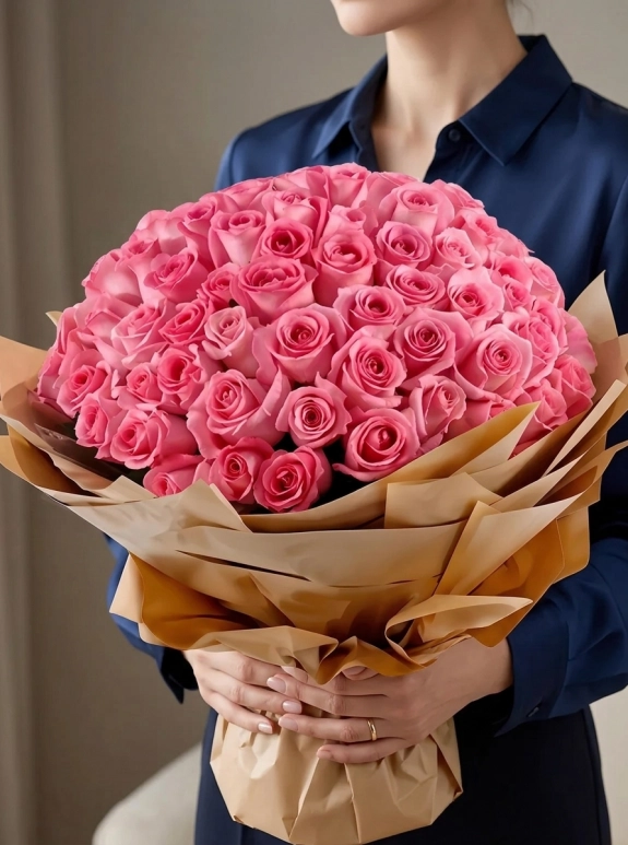 101 Adet Pembe Gül Buketi