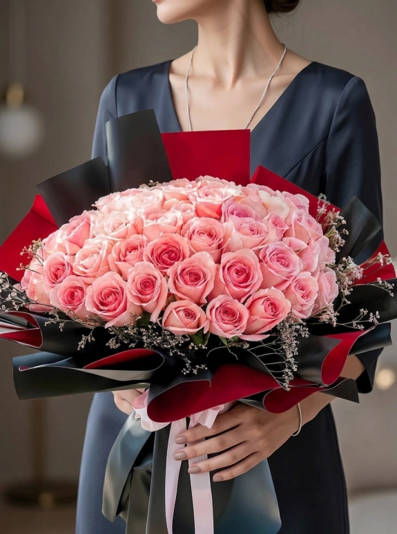 51 Adet Pembe Gül Buketi