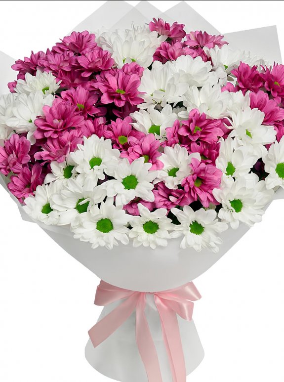 15 Dal Beyaz Ve Mor Papatya Buketi